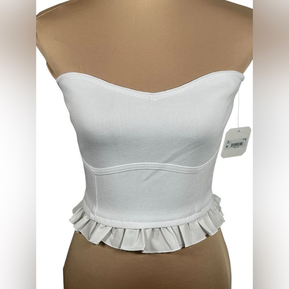 ALTAR'D STATE ~White Ruffled Bustier Crop Top NWT Medium - Picture 1 of 4